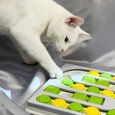 멍냥이노리터 고양이먹이퍼즐 강아지 고양이 먹이퍼즐 노즈워크 먹이 간식 두뇌개발 퍼즐 장난감, 노랑+연두