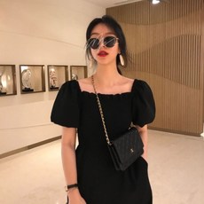 올프 여름디자인감 스퀘어 넥 궁중풍선소매 조거 포켓 점프수트