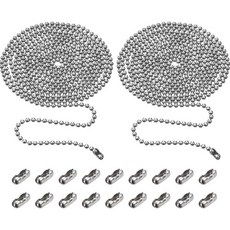 TecUnite 2개 3.25mm 비드 풀 체인 연장 커넥터 포함 각 10피트 롤러 10개 일치