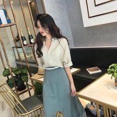 빅사이즈 여성의류 봄 여름 롱 셔츠 뚱뚱함 이쁜이 날씬해 보이는 반신 원피스코디