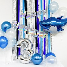브로키 바다 풍선세트 물고기 은박 풍선 이벤트 파티용품, 05_실버죠스 세트, 숫자선택_실버(대)_1