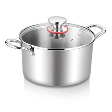 TeamFar 팀파 4.3L4.5쿼트 육수 냄비 인덕션/전기/가스/세라믹용 시스루 뚜껑이 있는 스테인리스 스틸 3중 요리 파스타 수프 건강하고 튼튼함 인체 공학적 손잡이 및 식, 4.5 Quarts