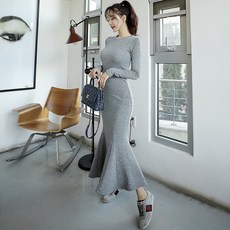 심쿵구매 여자 데일리 라운드 슬림핏 머메이드 원피스