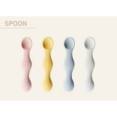 실리콘 식기 유아식기 어린이집 까사무띠 무무 유아용 베이비 스푼(4color), 스톤블루, 1개