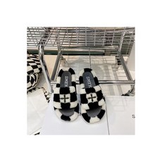 2022 새로운 X SMFK 플러시 크로스 플라워 슬리퍼 여성용 블랙 두꺼운 바닥 편안한 플랫 플립 플롭 외부 착용