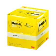 쓰리엠 포스트잇 대용량팩 51 x 76 mm 656-20A, 노랑, 새싹그린, 러블리핑크, 1세트