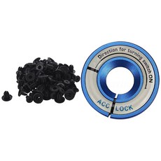 50pcs 블랙 플라스틱 리벳 트림 패스너 클립 10mm 구멍 & 1 PCS 키 링 트림 커버 밤 조명 스위치 자동차 점화, 하나, 블랙 & 블루