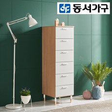 동서가구카마엘 6단 400틈새서랍장 DF915774, 화이트+그레이