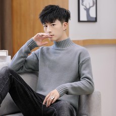 남자캐시미어니트 청소년 뉴타입 태어난띠 가을겨울 코디하기쉬운 긴팔 털옷 모던레드 색중 목폴라 니트로짠 이너셔츠 남성