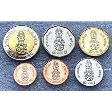 태국 0.25 0.5 1 2 5 10 세트 동전 6 개 뉴 킹 버전