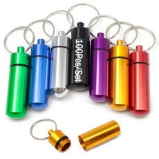  강아지인식표 강아지이름표 강아지목걸이 개 펜던트 이름 ID 태그 방수 알루미늄 알약 케이스 개인 홀더 컨테이너 키체인 약 상자 도매 100, 없음, 4)빨간  100pcs 51x14 mm 