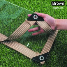 그늘막 타프 99.9 투명 PVC 방수포 발코니 방풍 방수 울타리 스크린 천 커버 캐노피 0mm, 24) Brown - 2mx2m