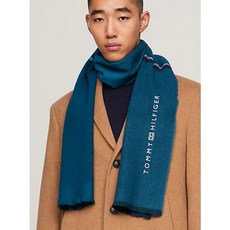 TOMMY HILFIGER COLOR BLOCK WOOL SCARF WITH BRANDING DETAILS AM0AM11487C3J Deep Indigo