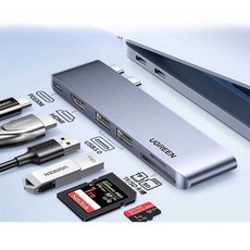 USB 허브 도킹 스테이션 C-TYPE HDMI 케이블 변환기, 1개, 듀얼 C타입 5합1