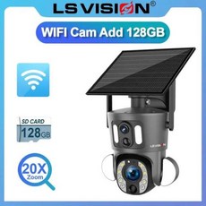 태양열카메라 태양광 태양열 카메라 LS VISION 듀얼 스크린 보안 PTZ 모니터 PIR 감지 자동 추적 야외 Ubox 8MP 20X 줌 4GWiFi, 4) WiFi 20X Zoom 128G - ubox