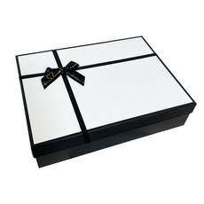 루루홈 리본 선물 포장 박스, 8호 1개 (34 x 26 x 8), 블랙 화이트
