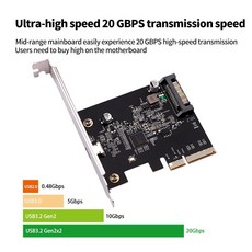 새로운 USB 3.2 PCIE PCI Express 확장 카드 PCI E 4X USB3.2 Gen2 x2 Type c 호스트 컨트롤러 카드 데스크탑 용 20Gbps|추가 카드|, 1개, 단일, 단일