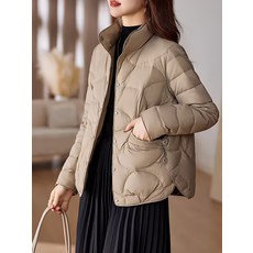 패딩 여성 쇼트 화이트 오리털 차이나넥 슬림핏 보온 점퍼