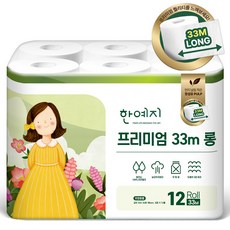 한예지 프리미엄 롱 천연펄프 화장지, 33m, 12롤, 1개