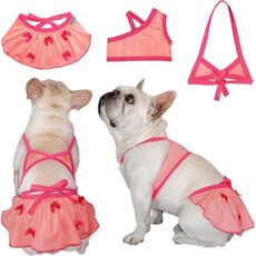 토니 호비 강아지 비니키 수영복 드레스 해변의 비치 수영장 소형견용 3PCS 핑크 L, Small, 1개