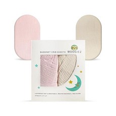 Muslin Bassinet Sheets (2 Pack) & Gift Box — Universal 100% Cotton Baby Sheets for Rectangle Hourg, Pink Sunrise, one option