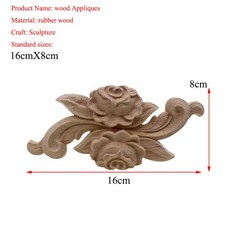 Vzlx 새로운 꽃 나무 조각 가구 캐비닛에 대 한 자연 나무 골동품 unpainted 나무 몰딩 데 칼 장식 입상, 16 16cmX8cm