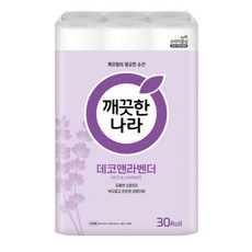 깨끗한나라 3겹 데코앤라벤더 롤화장지 30m 30롤 1개, 30개입
