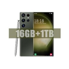 울트라 7.3 HD 스크린 스마트폰 S23 16G + 1T 4G 5G 듀얼 심 셀룰라 안드로이드 잠금 해제 6800mAh 휴대폰, 그린 16GB