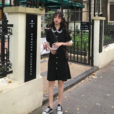 DIPYLON 여성 데일리 원피스 프렌치 도라지 앤티크 산본 무릎까지 오는 첫사랑 인형 스커트