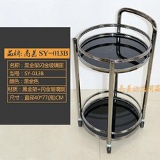 원목 트롤리 웨건 이동식조리대 카트 이동 가정용 주방 찻물 상식당 호텔 3층 원형 물레, 01 정부배정, 01 012A 로즈 골드 플래팅 글라스