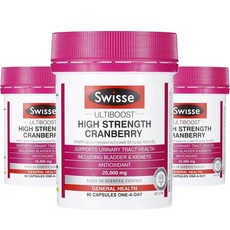 스위스 울티부스트 하이 스트렝스 크랜베리 25000mg 캡슐, 90정, 3개