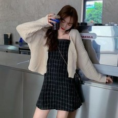 소프트한 세트 올봄 스타일 슬립+두툼한 니트 여 투피스