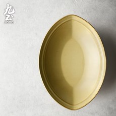 others 구토 일본 식 수 제 도자기 그릇 굵 은 복고 나뭇잎 모양 물고기 반 식기 간략 가정용 창의 노란색 큰 사이즈, 상세페이지 참조