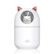 야옹이 가습기 애완 고양이 300ml 대용량 미니가습기 USB 가습기 무드등 필터 5개포함 KC인증 대량구매, 화이트