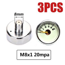 3 pcs/set 25mm M10x1 게이지 1 인치 미니 펌프 스쿠버 Manometre M8x1 스레드 5mpa 10mpa 20mpa 30mpa 35mpa 40mpa, [09] M8s20mpa x 3pcs - 잠수미니게이지