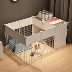 반려동물 펜스 하우스 화장실 침실 일체형 수납공간 개선 배변분리형 강아지용품, 흰색