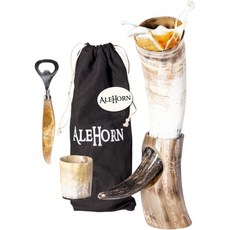 맥주잔 머그 오크통 특이한 머그컵 AleHorn 맥주 미드 에일용 오리지널 수제 정통 바이킹 마시는 경적 탱커드 손잡이가 중세 영감 스타인 식품 용기 24온스 631353, Tankard Set_Large (L), 1개