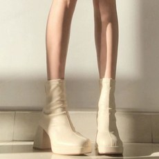 가보시 앵글부츠 발목 통굽 앵클 스퀘어 키높이 반부츠 겨울 여성화