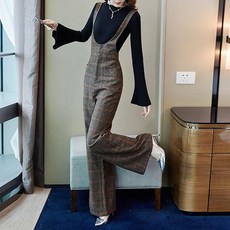 비니달려 WUVH7OE0 여성 멜빵바지 모직 점프슈트 팬츠 빅사이즈 가을겨울