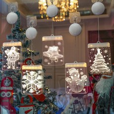 PTNL 크리스마스 조명 장식 램프 LED등 방 쇼윈도 인테리어 벽 유리창 장식 성탄절 크리스마스 축제 분위기, 직사각형 장식 5개 세트, 5개