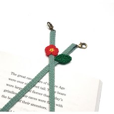 동백꽃마스크스트랩 코바늘핸드메이드 써지컬고리, 양쪽동백꽃, 빈티지올리브