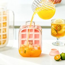 돌아라 대용량 실리콘 얼음트레이 휴대용 얼음트레이물병, 핑크, 1개