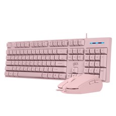지클릭커 오피스프로 스탠다드 M 키보드 + 무소음 마우스 + 키스킨 세트, 일반형, 핑크, GMK-500