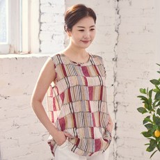 우일 여성 인견 패턴 민소매 나시 티셔츠