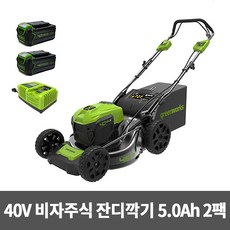 그린웍스 G-MAX 40V비자주식잔디깍기(5Ah배터리2팩+충전기)