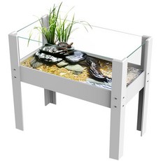 대형 육지거북이 사육장 오픈형 수조 애완용 반수생 소라게 쉼터, A. 60cm 열선+조경패키지, 1개
