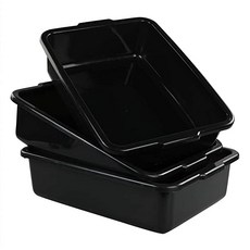 [미국] 524818 Qsbon Commercial Plastic Bus Box/Tote Box Black Bus Tub/Wash Basin Tub Set of 3