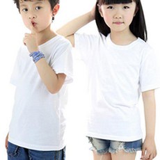 언더피아 아동 남녀공용 흰색 반팔 아동흰티 무지티 라운드 면티 티셔츠