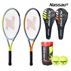 낫소 테니스 라켓 에이스 이지 V1 V2 + 헤드 챔피온쉽 테니스볼(2입), V2오렌지