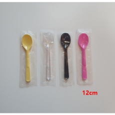 더착한팩 일회용 아이스크림스푼 12cm 푸딩 디저트 개별포장 1개 100개, 핑크, 100개입